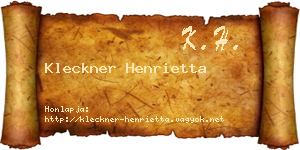 Kleckner Henrietta névjegykártya
